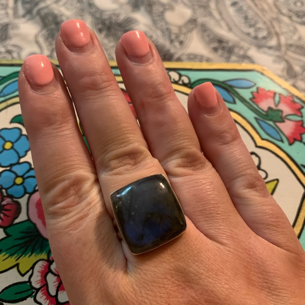 Sterling Silver Square Labradorite Ring - image 3